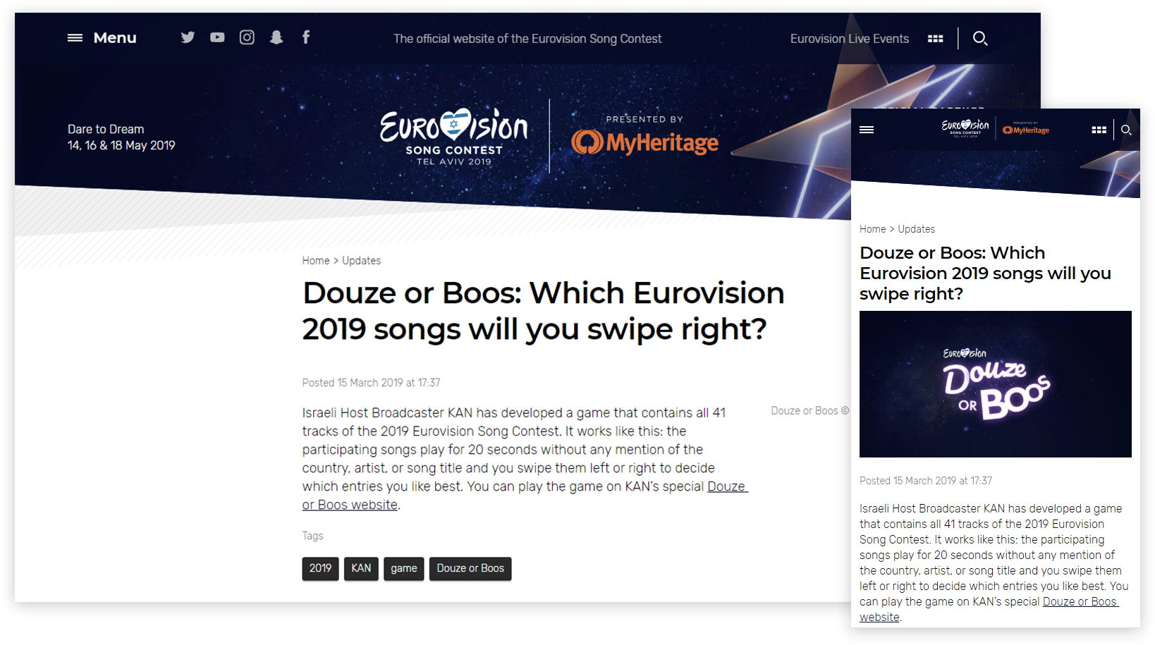 Douze or Boos on Eurovision official site