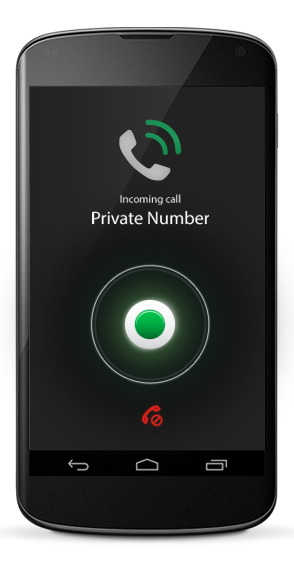 The app`s screen that hides the identity of the caller during an incoming call 
